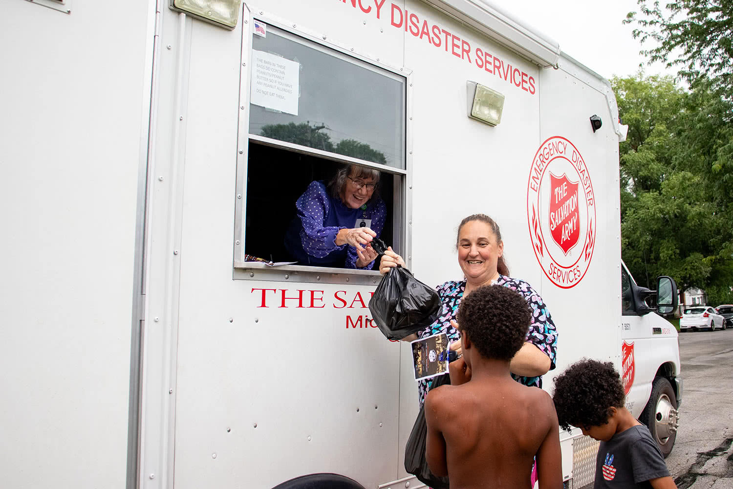 Salvation-Army-Donations Salvation Army truck handing out donations